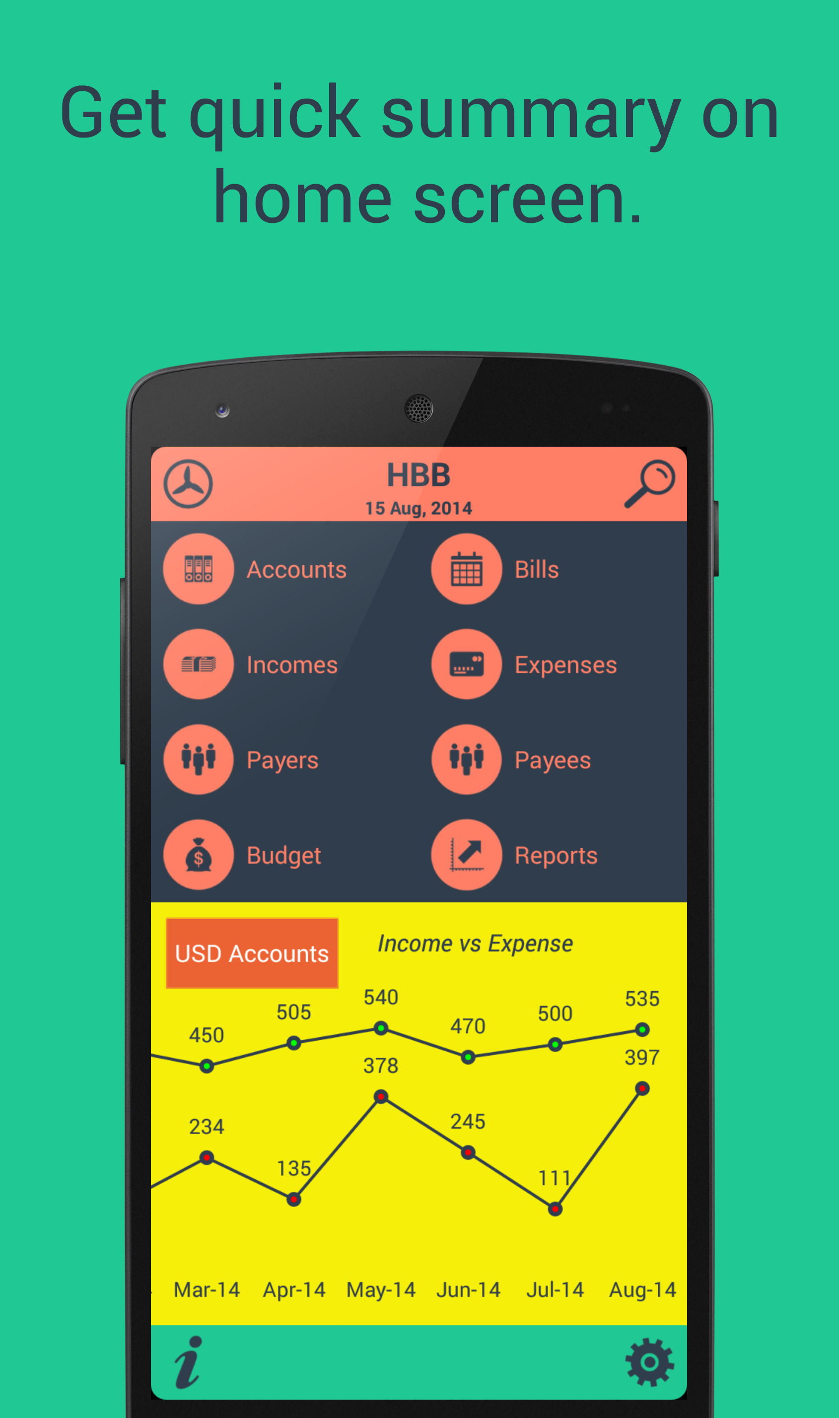 Android application Home budget with sync screenshort