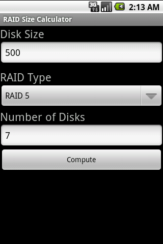 RAID Size Calculator