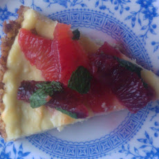 Feta Cheese Tart with Walnut Crust and Honeyed Blood Orange & Mint Salad