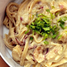 Linguine with Celery Root Cream, Apples, and Pancetta