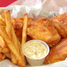 Beer Batter Fish and Spicy Chips with Lemon-Habanero Tartar Sauce and Serrano Vinegar