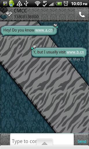 GO SMS THEME ZebraDamask