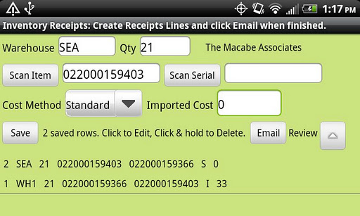 Inventory Receipts