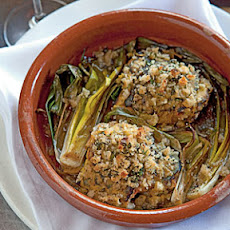 Devil's Chicken Thighs with Braised Leeks