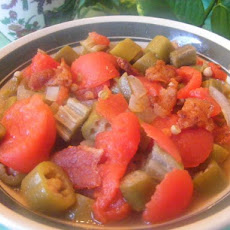 Southern Okra and Tomatoes With Bits of Bacon