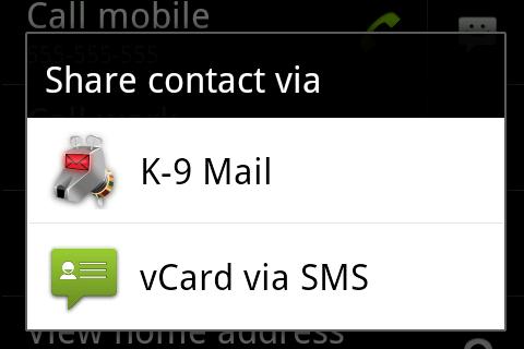 vCard via SMS