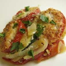 Tomato, Summer Squash, and Caramelized Onion Gratin