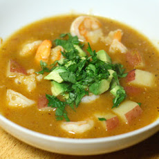 Shrimp and Chipotle Soup with Tomato, Tomatillo, and Potato
