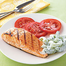 Grilled Salmon with Cucumber-Yogurt Salad
