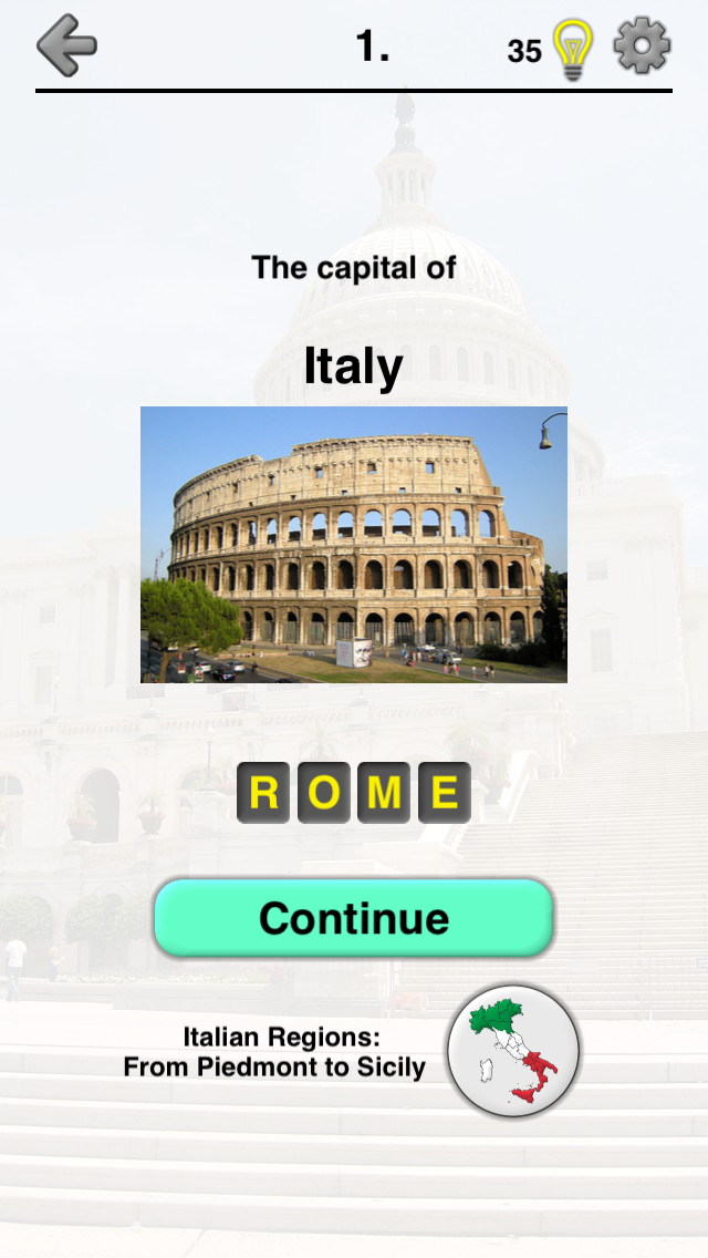 Android application Capitals of All Countries in the World: City Quiz screenshort