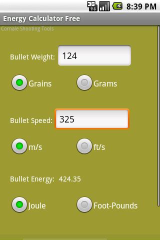 Bullet Energy Calculator Free