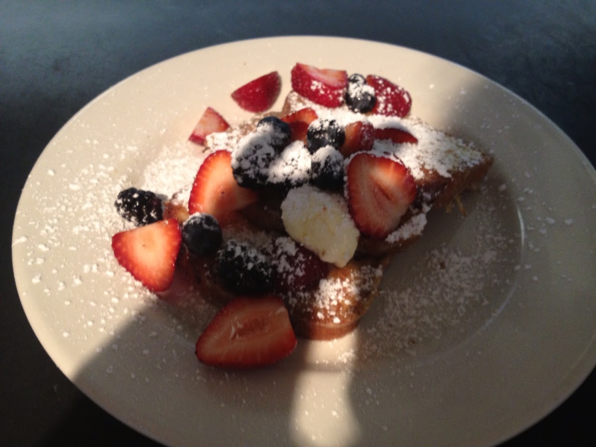 Gluten free French toast with organic 
Berries
