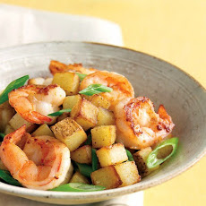 Shrimp with Scallions and Crispy Potatoes