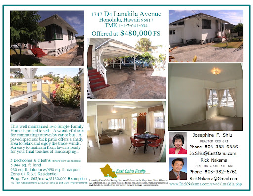 1747 D4 Lanakila East Oahu Realty, Inc Rick Nakama RA 808 382 6761