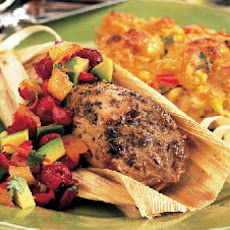 Spice-Rubbed Pork Tenderloins in Corn Husks with Cranberry-Avocado Salsa