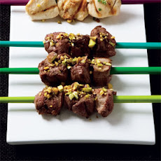 Lamb Skewers with Hot Mint and Pistachio Sauce