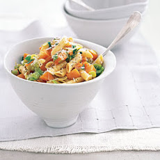 Multigrain Pasta with Sweet Potatoes and Leeks