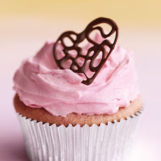 Raspberry Cupcakes with Pink Buttercream and Lacy Chocolate Hearts