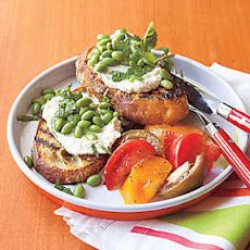 Grilled Bruschetta with Ricotta and Edamame