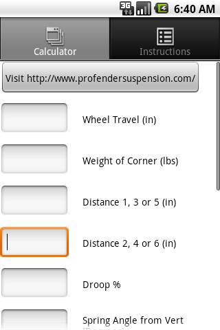 ProFender Spring Rate Calc