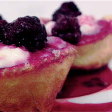 Pancake cups with ricotta, lemon, and blackberry
