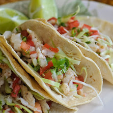 Fish Tacos with Honey-Cumin Cilantro Slaw and Chipotle Mayo