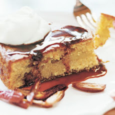 Olive Oil Couscous Cake with Crème Fraîche and Date Syrup