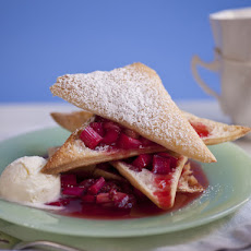 Strawberry-Rhubarb Napoleons with Creme Fraiche Ice Cream
