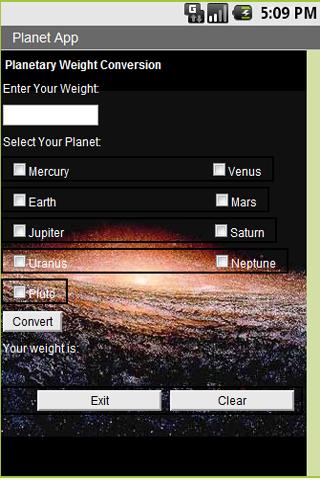 Planetary Weight Calculator