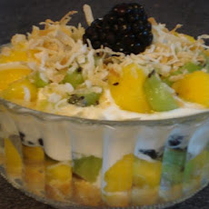 Kiwi, Berries and Yogurt Parfait With Toasted Coconut