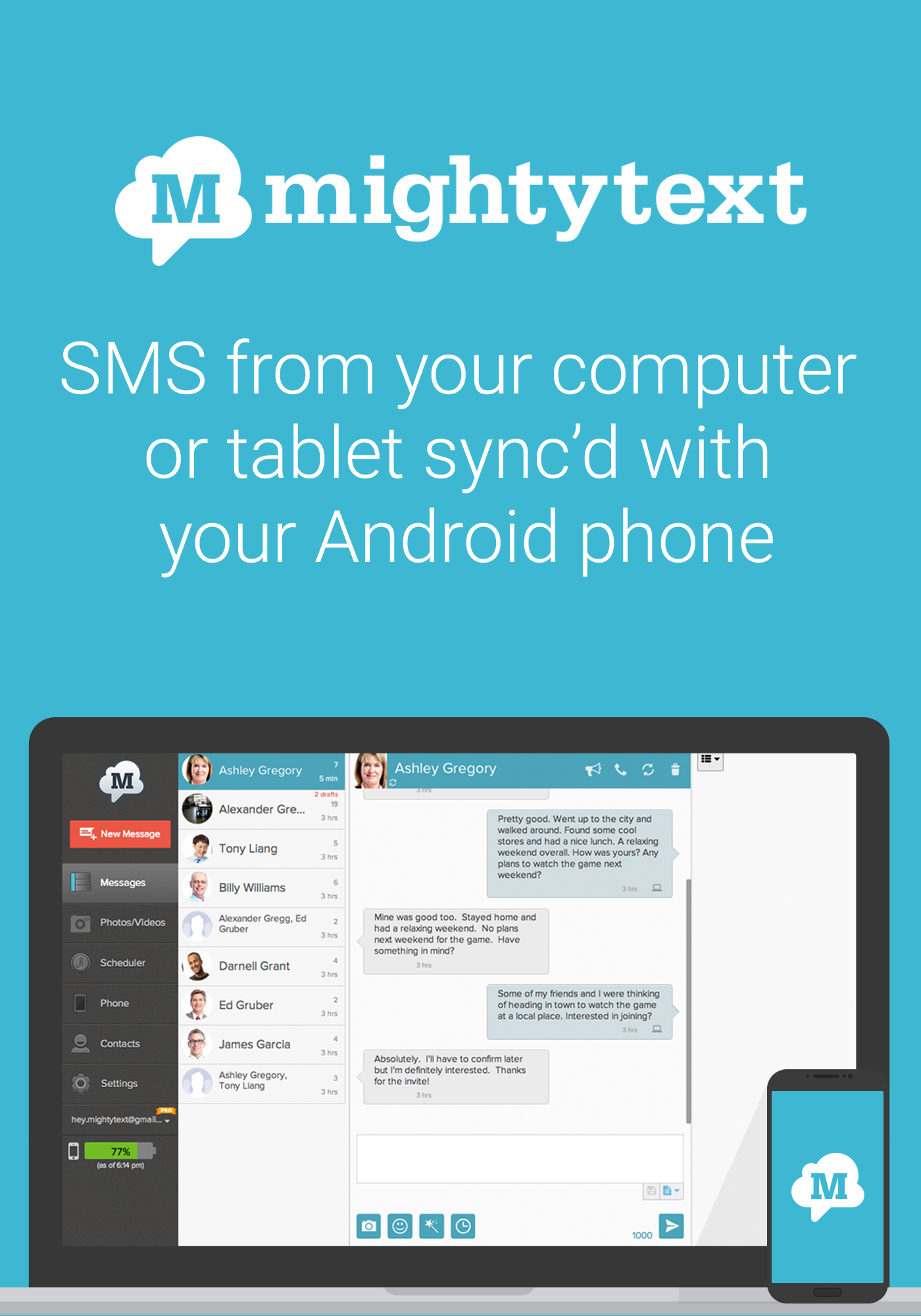 Android application Sync SMS Messages from your PC screenshort