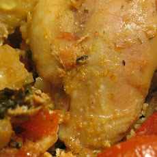 Chicken Soup With Spinach, Eggplant & Tomato