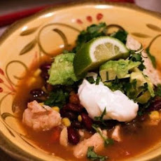 Busy Night Turkey Taco Soup with Avocado Cream