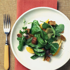 Arugula and Roasted-Vegetable Salad With Whole-Grain Croutons