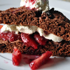 Chocolate Shortcakes with Vanilla Ice Cream, Strawberries and Fudge Sauce
