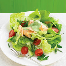 Butter-Lettuce Salad with Poached Salmon and Herbs