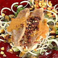 Southern Fried Catfish Salad with Orange Sweet Potato-Bourbon Dressing