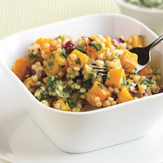 Israeli Couscous Risotto with Squash, Radicchio, and Parsley Butter