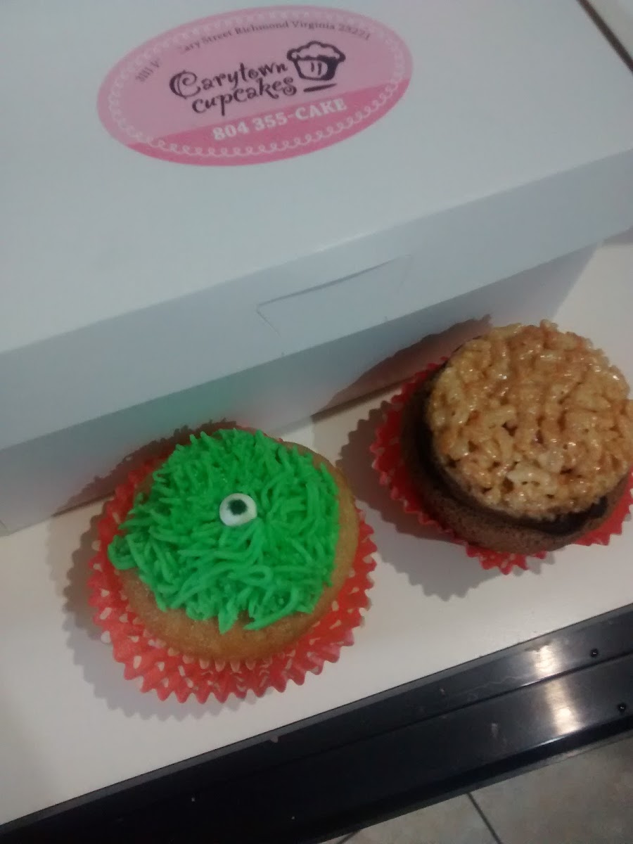Green Monster =staple GF apple cupcake. It wasn't cooked all the way. Chocolate meringue a bit stale