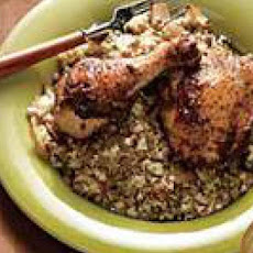 Spiced Roast Chicken with Onions, Lentils and Couscous