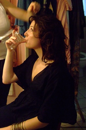 08-15 Gina Tweaks Hair While I Drink