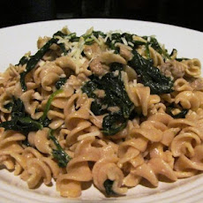 Whole Wheat Rotini With Spicy Turkey Sausage and Mustard Greens
