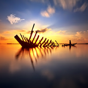 Bone of Boat by Made Suwita - Landscapes Waterscapes ( water, bali, sky, sunrise, boat )