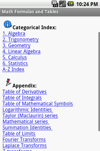 Math Formulas and Tables