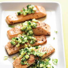 Salmon with Spicy Cucumber-Pineapple Salsa