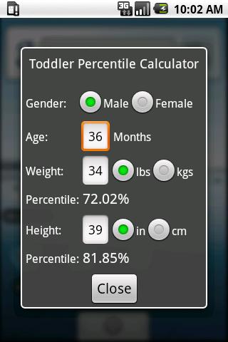 Toddler Percentile Calculator
