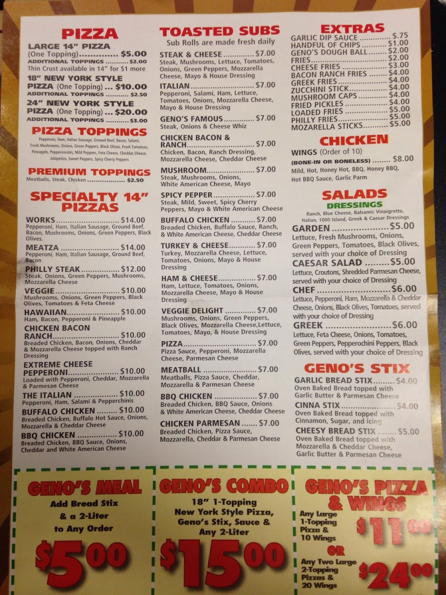 Gluten-Free at Geno's Pizza & Cheesesteaks