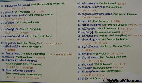 Ayutthaya Tourist Map - Legend 2 Ayutthaya Tourist Map - Legend 2