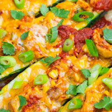 Chicken Enchilada Stuffed Zucchini