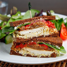 Roast Turkey Sandwich with Artichoke Tapenade, Caramelized Onions and Roasted Red Peppers